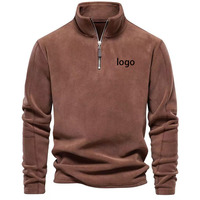 Veste polaire à col montant, fermeture éclair quart, personnalisable avec logo OEM, 280 g/m², pour la randonnée en plein air, l'hiver, les voyages, pour hommes