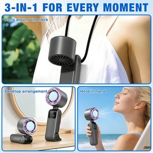 Mini ventilateur portable rechargeable USB 2000 mAh avec écran LED, réglable, refroidissement par compression de glace, électrique/à piles - Product Image 6