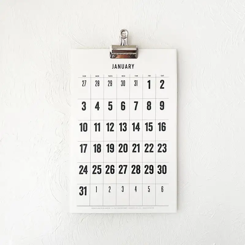 Barato preço personalizado impressão 11*17 simples papel 2021 calendário de parede com grande número