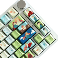 Keycaps Sublimasi Pewarna Kartun PBT 130 Tombol Cherry MX Switch GH60/GK61/GK64/84/87/96/104/108/980 Keyboard Mekanik