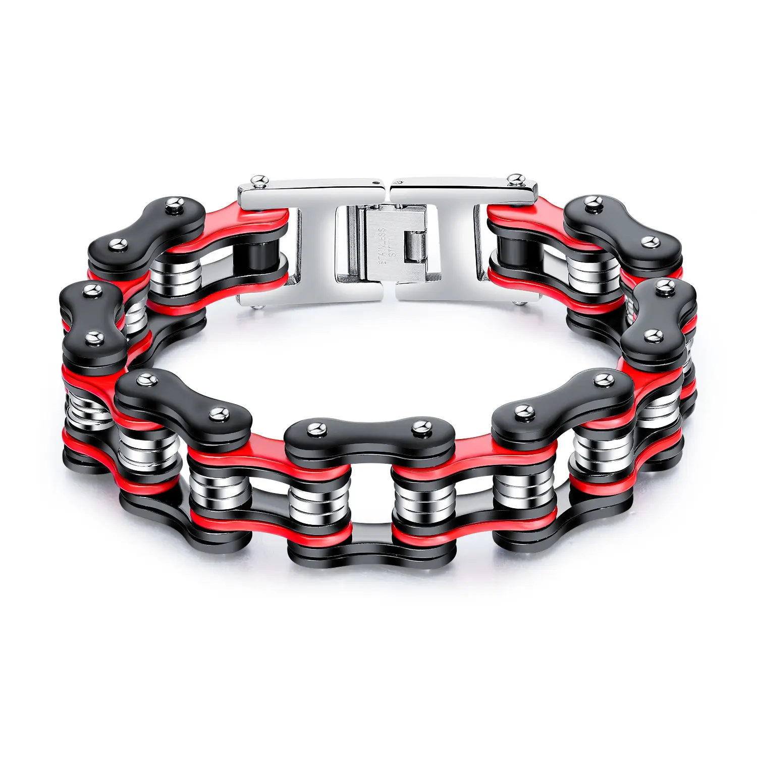 High Polish Titanium Steel Jewelry Punk Rock Link Hand Accessories Heavy Motorcycle Chain Bicycle Link Men's Bracelet