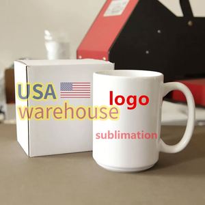 Mug à café en céramique blanc de 15 oz avec logo imprimé et boîte personnalisée, mug à sublimation de 15 oz vierge - Product Image 1