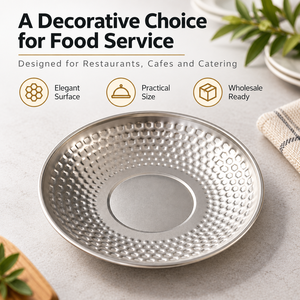 Assiette ronde décorative à double couche en argent avec motif diamant pour la restauration, vente en gros - Product Image 4