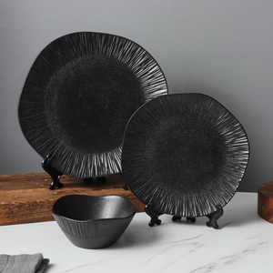 Service de vaisselle contemporain en porcelaine fine, assiettes et bols, kit de 12 pièces, écologique, compatible lave-vaisselle, pour 1 personne - Product Image 1