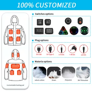 Jaket pemanas tahan air wanita, jaket Puffer reaktif 15 zona untuk anak jaket panas baterai USB 5V