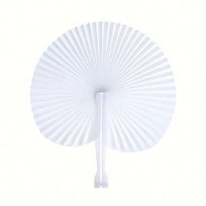 White Heart Shaped Folding Fans Activists' Paper Fans <b>Handheld</b> DIY Wedding Guests' Paper Favor Fan Bulk Party Decorative Supply - Product Image 3