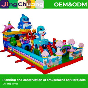 Piscine gonflable carrée pour enfants avec toboggan et trampoline, château gonflable moyen, modèle Château Requin, en promotion - Product Image 2