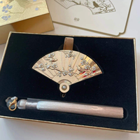 Baume de parfum solide en forme d'éventail, boîte de parfum solide, or, baume de parfum solide de haute qualité