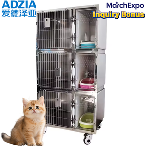 Jaula Grande para Perros y Gatos de Clínica <span class=keywords><strong>Veterinaria</strong></span> ADZIA, Jaula Profesional para Observación de Gatitos, Jaula de Cría para Mascotas de Acero Inoxidable 304 para Interiores - Product Image 2