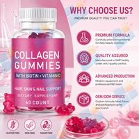 Gummies de Collagène pour Cheveux, Peau et Ongles avec Biotine, Vitamine C, Vitamine E, Sélénium – 60 Unités – Marque Privée – Fournisseur d'Usine de Compléments Alimentaires