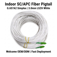 Pigtail en fibre optique SC/APC certifié CPR DCA 3,0 mm blanc G.657A2, longueur personnalisée pour câblage intérieur