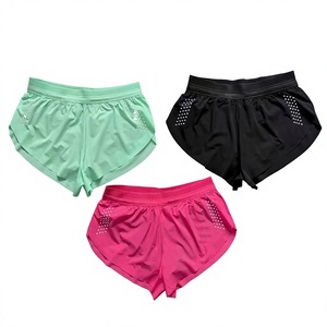 Women's Solid Color Knitted Sport Shorts Mid <b>Waist</b> <b>Elastic</b> Quick Dry Regular Fit Pink Green Black - Product Image 1