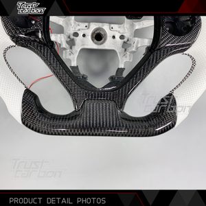 <span class=keywords><strong>Volante</strong></span> LED de Fibra de Carbono Personalizado para <span class=keywords><strong>Honda</strong></span> <span class=keywords><strong>Civic</strong></span> 9ª Generación 2011-2015 con Empuñaduras de Cuero Perforado Blanco, Compatible con 8ª, 10ª, 11ª Generación y CR-V - Product Image 4