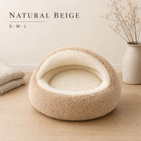 Coussin rond en peluche pour animaux de compagnie, nid douillet pour chiens et chats à poils longs, coussin portable pour une utilisation à la maison
