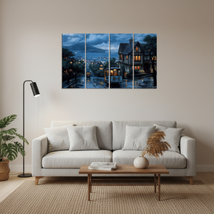 KayraHome Istanbul Cityscape Art Deco Panel <b>Canvas</b> Print Set of 4 Modern Urban Turkey Wall Hanging Art with Clear <b>Frame</b> - Product Image 3