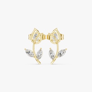 Boucles d'oreilles clous en diamant motif tulipe moderne de qualité supérieure pour femme, design floral minimaliste, bijoux quotidiens en promotion - Product Image 1