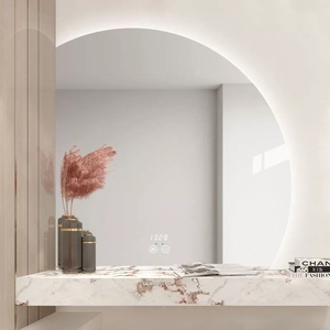 Espejo de tocador de baño LED semicírculo inteligente, espejo de baño de vidrio de nuevo diseño con Interruptor táctil de luz para decoración de dormitorio de maquillaje - Product Image 2