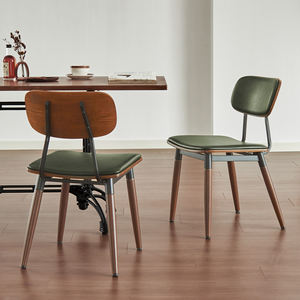 Chaise de salle à manger en bois massif au design moderne nordique avec dossier en cuir PU Design ergonomique pour bureau à domicile et salon - Product Image 5