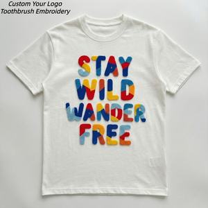 Camiseta Deportiva de Verano para Hombre, Corte Cuadrado, 100% Algodón, Bordado Personalizado de Cepillo de Dientes, Camiseta de Manga Corta Gruesa TKAN801D - Product Image 1