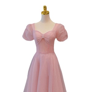 Pink Chiffon A-Line Evening Dress Sweetheart Neckline Empire Waist Long Gown For Women Spring Bridesmaid Toasting - Product Image 5