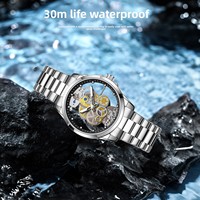Montre-Bracelet Luxe Squelette pour Hommes du Fabricant, Bracelet Acier Inoxydable, Mouvement à Quartz, Cadran à Aiguilles, Design de Logo Personnalisable