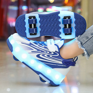 Chaussures de <span class=keywords><strong>patin</strong></span> à roulettes rétractables à quatre roues Chaussures de sport transformables pour adolescents - Product Image 6