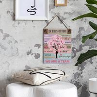 Décoration murale de bureau rustique rose inspirante, panneau suspendu en bois 8x10 pouces avec motif arbre et fleurs roses pour la décoration de bureau et de maison