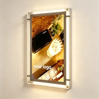 Kotak Display Poster LED Ultra Tipis, Edge Lit, Bingkai Aluminium, Akrilik, Standar A2 A3 A4, Papan Menu, Display Toko
