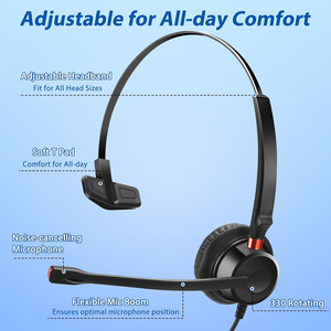Auriculares USB con Micrófono para <span class=keywords><strong>Call</strong></span> <span class=keywords><strong>Center</strong></span>, Control por Cable, Auriculares Telefónicos, Venta <span class=keywords><strong>al</strong></span> Por Mayor - Product Image 2