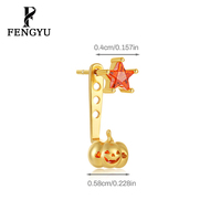 Boucles d'oreilles clous avant-arrière en or 18 carats motif citrouille, boucles d'oreilles étoile en argent sterling 925 avec zircon, bijoux fantaisie personnalisés pour femme, vente en gros pour Halloween