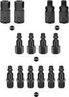 Kit de 14 raccords de compresseur d'air pour tuyau d'avion, 1/4" NPT en acier zingué, connecteurs mâles et femelles de précision CNC, noir