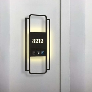 Electronic <b>LED</b> Door Room <b>Number</b> Signs for Apartment With Touch Doorbell House <b>Number</b> Plate House <b>Numbers</b> With Light - Product Image 1