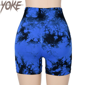 Yoke <span class=keywords><strong>กางเกง</strong></span>ขาสั้นออกกำลังกายเอวสูงไร้รอยต่อสำหรับผู้หญิงใหม่กางเกงโยคะรัดรูปยกกระชับสะโพกมัดย้อม - Product Image 1