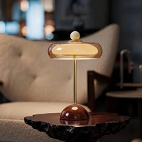 Lampe de table en verre ambré de style moderne du milieu du siècle, 3 températures de couleur, pour salon, chevet, hôtel, décoration intérieure