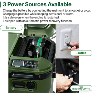 HiKOKI UL18DD(XMGZ) Glacière/chauffe-eau sans fil 14,4/18V, 2,8 gallons (10,5 L), réfrigération par compresseur, faible bruit, pour utilisation en voiture - Product Image 4