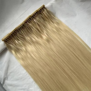 <span class=keywords><strong>Micro</strong></span> Vòng vòng màu hồng tùy chỉnh Nga vrigin tóc vàng chuỗi 6D tự nhiên phần mở rộng tóc - Product Image 1