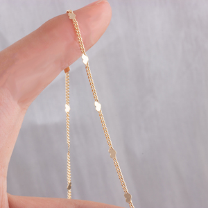 Accessoires de bijouterie exquis, plaqué or 14 carats/<span class=keywords><strong>argent</strong></span> 925, chaîne gourmette de 1,3 mm avec paillettes <span class=keywords><strong>en</strong></span> forme de cœur pour la fabrication de bijoux DIY - Product Image 5