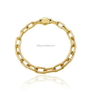 14K Gold Large Open Link Chain Bracelet Adjustable Paperclip Chain Bracelet Chain Bracelet For Girls
