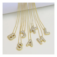 Collier avec pendentif initial en laiton plaqué or 18 carats, avec 26 lettres en zircon exquis, pour femmes