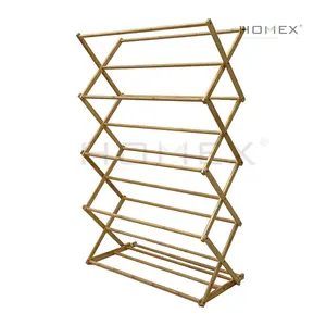 Clothes Airer Rack Coat Towel Dryer Foldable Bamboo Hanger Laundry Stand