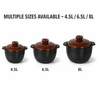 Casserole en céramique avec couvercle, plusieurs tailles (4,5L, 6,5L, 8L), pot en grès noir mat, compatible four, ustensiles de cuisson en gros