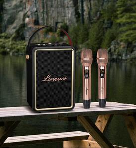 プロ仕様カラオケスピーカー Bluetooth 5.<span class=keywords><strong>3</strong></span> デュアルワイヤレスマイク入力 HiFiオーディオエフェクト DSP処理 木製レザーケース - Product Image 4