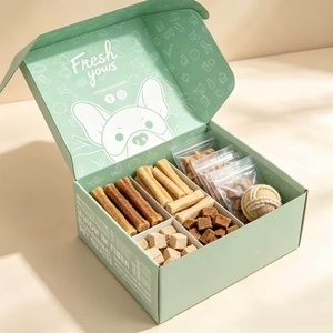 Boîte à rabat personnalisée avec impression <span class=keywords><strong>de</strong></span> croquis d'animaux, blanc et vert clair, impression intégrale, papier recyclé épais pour l'emballage <span class=keywords><strong>de</strong></span> friandises pour animaux <span class=keywords><strong>de</strong></span> compagnie - Product Image 3