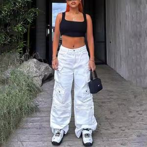 กางเกงขาบานทรงหลวมสไตล์ฮิปฮอปสำหรับผู้หญิง รุ่นซัมเมอร์ 2025 ผ้าทวิลล์ เอวต่ำ สั่งทำได้ - Product Image 4