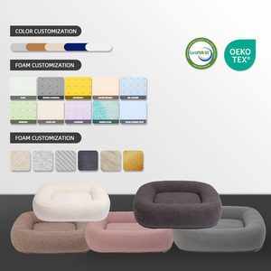 Giường ngủ cho chó bằng vải Teddy Fleece, đệm mút hoạt tính chống trượt, có thể tháo rời, đặt làm riêng, OEM ODM - Product Image 5