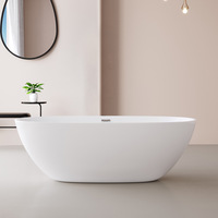 Baignoire autoportante moderne de luxe en acrylique blanc écologique avec robinet inclus, pour une personne, garantie 3 ans, usage hôtelier