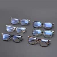 Monture de lunettes carrée en acétate personnalisée OEM, unisexe, avec branches en titane ultralégères, lunettes optiques en métal moulé