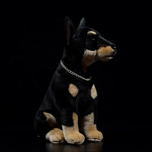 Animal de peluche de <span class=keywords><strong>Doberman</strong></span> personalizado, juguete de vida Real, perro cachorro sentado, Animal de peluche, OEM y ODM - Product Image 3