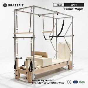 Machine de Pilates Reformer Cadillac 2-en-1 en bois, modèle Low Leg, avec <span class=keywords><strong>tour</strong></span> complète, pour studio commercial - Product Image 1