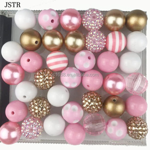 Venta al por mayor Rosa estilo navideño mezclado 20mm Bubblegum Beads para la fabricación de joyas collar acrílico cuentas redondas Accesorios - Product Image 3